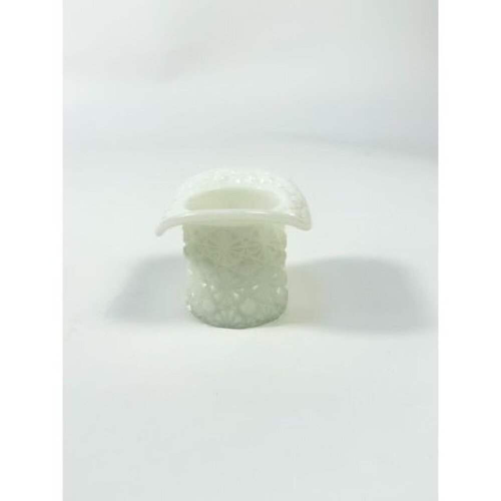 Toothpick Holder Vase Candleholder Fenton Daisy Button Top Hat Opalescent Milk G - Picture 13 of 16